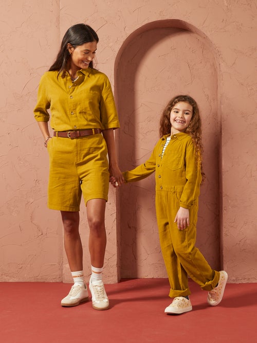 Macacão comprido em mistura de linho - Unissexo - Kiabi