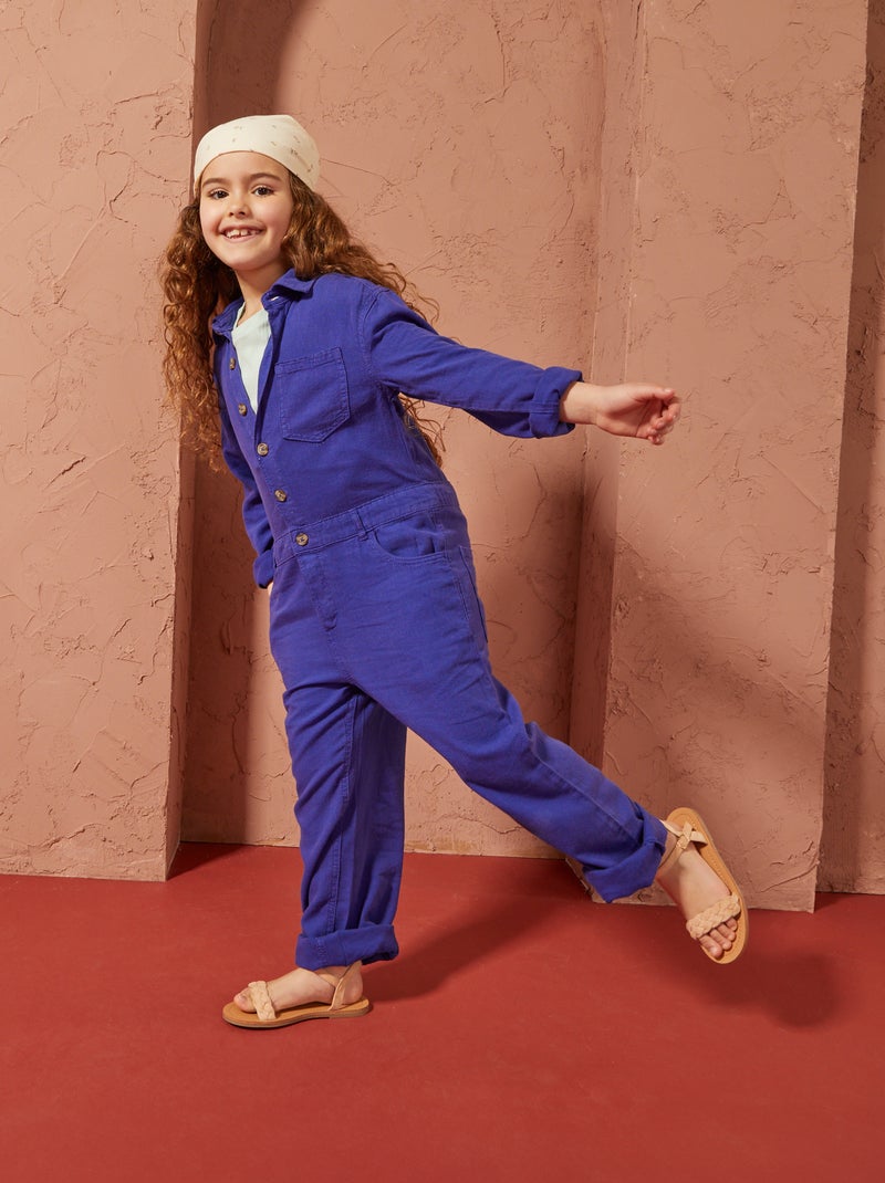 Macacão comprido em mistura de linho - Unissexo AZUL - Kiabi