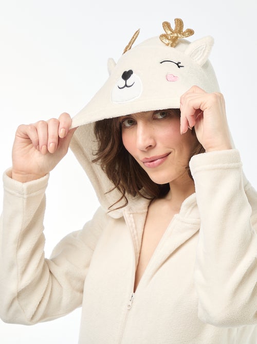 Macacão comprido polar com desenho de Corça - Kiabi