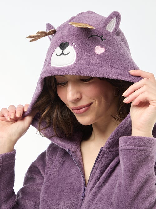 Macacão comprido polar com desenho de Corça - Kiabi