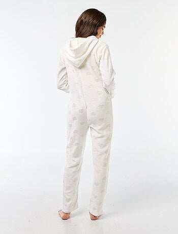 Macacão comprido polar com padrão de corações