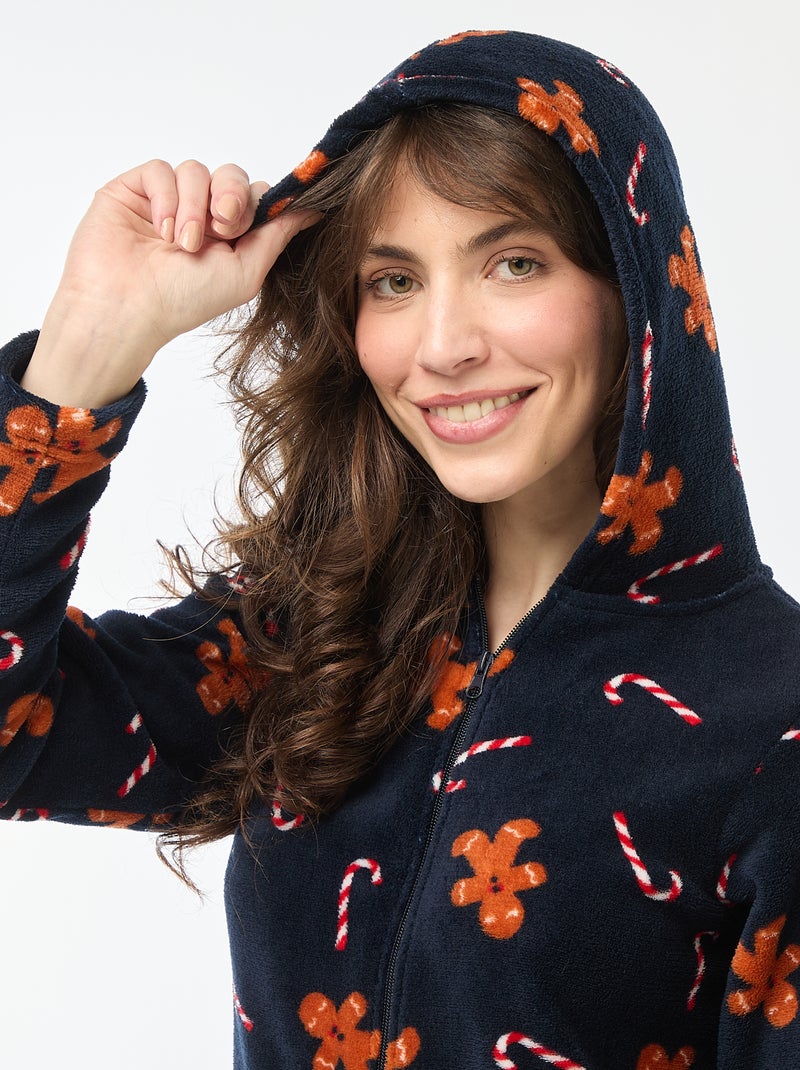 Macacão comprido polar Pão de Mel Azul - Kiabi