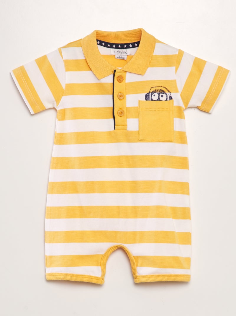 Macacão curto às riscas AMARELO - Kiabi