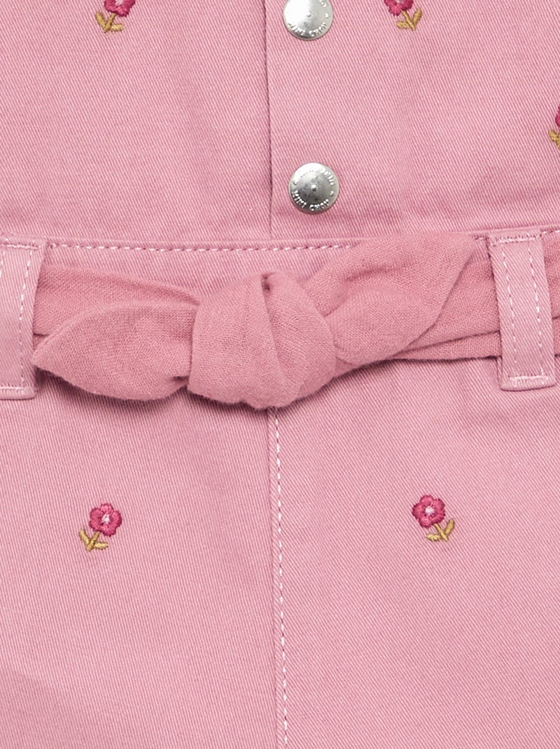 Macacão curto com bordados Rosa - Kiabi