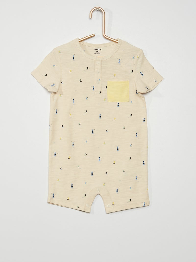 Macacão curto com estampado 'barcos' BRANCO - Kiabi