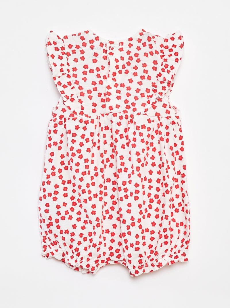 Macacão curto com folhos e bolsos BRANCO - Kiabi