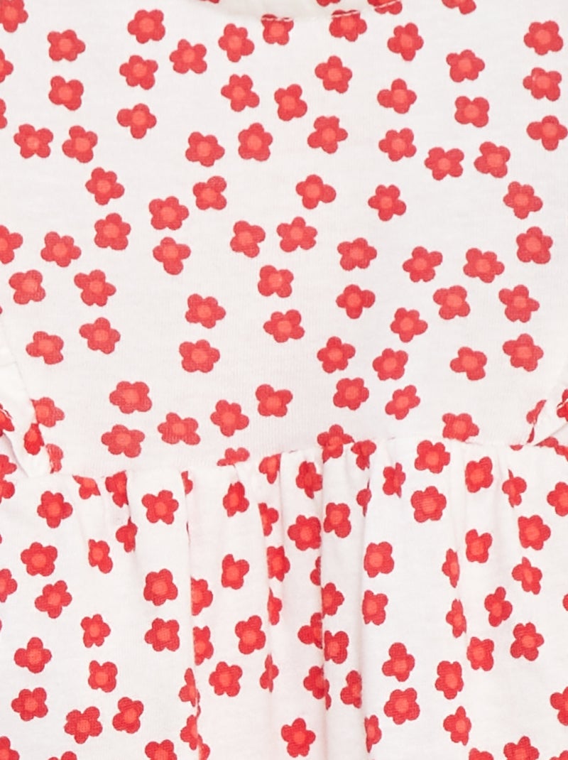 Macacão curto com folhos e bolsos BRANCO - Kiabi