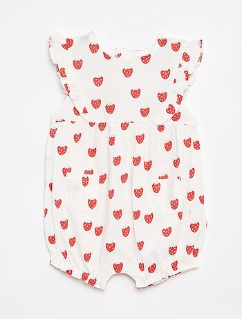 Macacão curto com folhos e bolsos