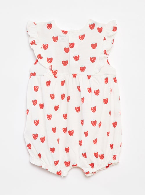 Macacão curto com folhos e bolsos - Kiabi