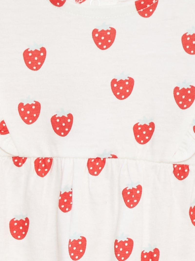 Macacão curto com folhos e bolsos Branco - Kiabi