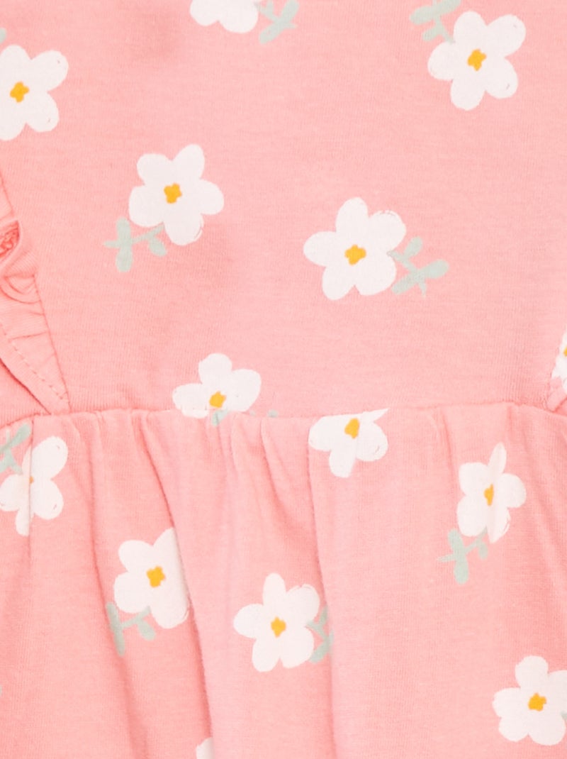 Macacão curto com folhos e bolsos ROSA - Kiabi