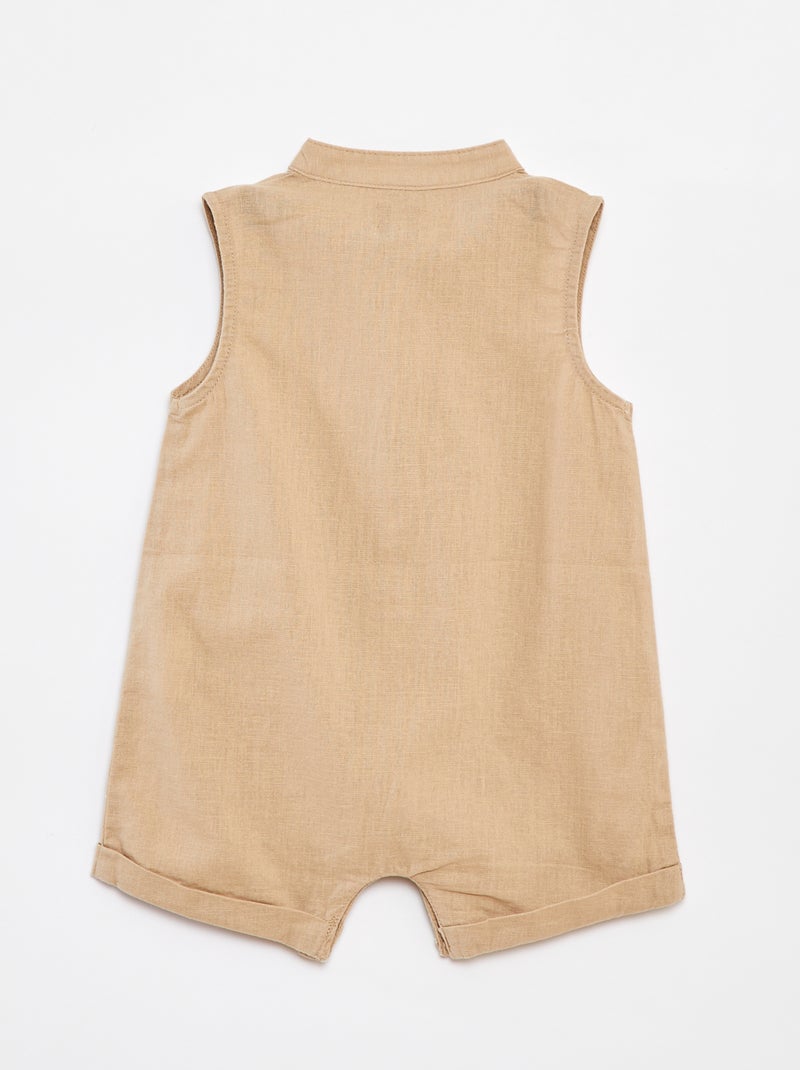 Macacão curto com gola mao BEGE - Kiabi