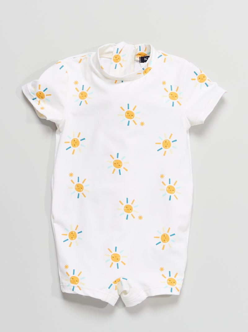 Macacão curto de banho com estampados BRANCO - Kiabi