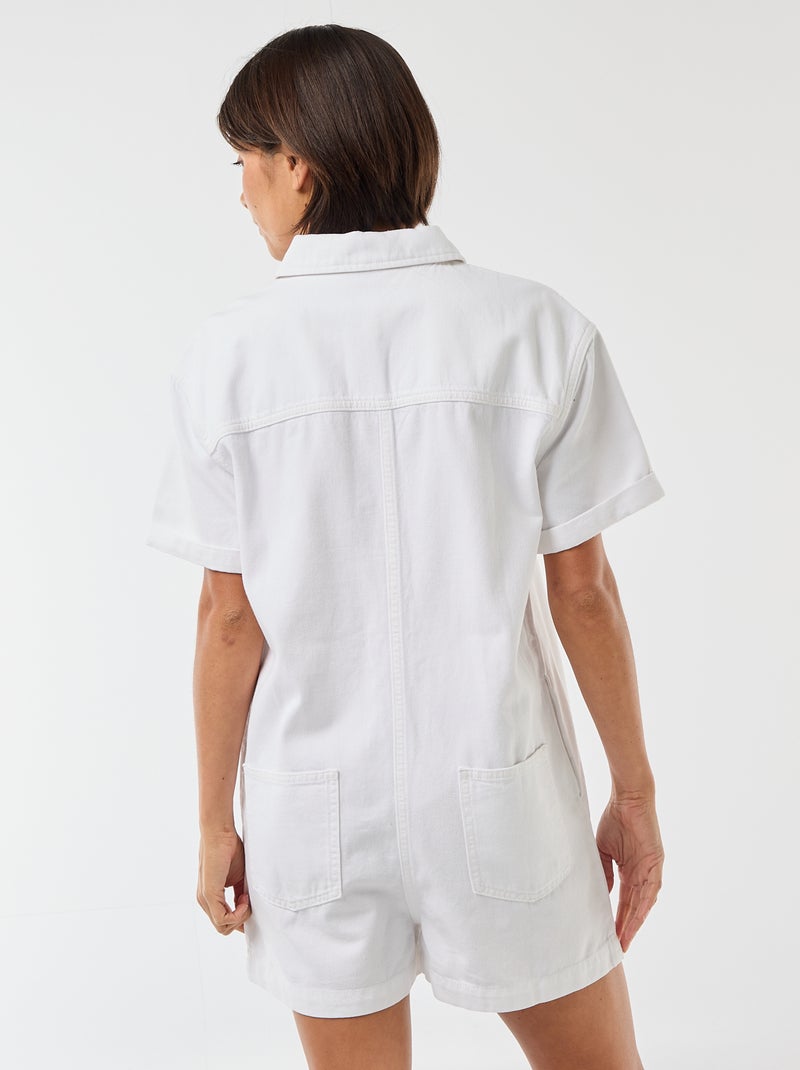Macacão curto de ganga Branco - Kiabi