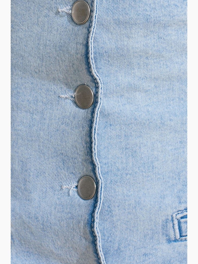 Macacão curto de ganga com decote halter slim fit dilvin Azul claro - Kiabi