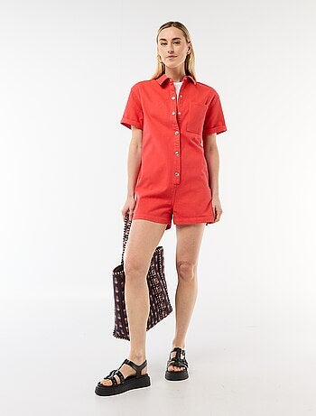 Macacão curto de ganga