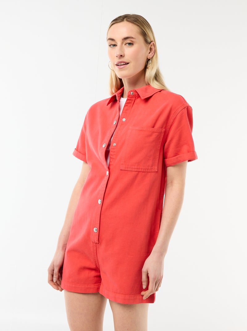 Macacão curto de ganga Vermelho - Kiabi