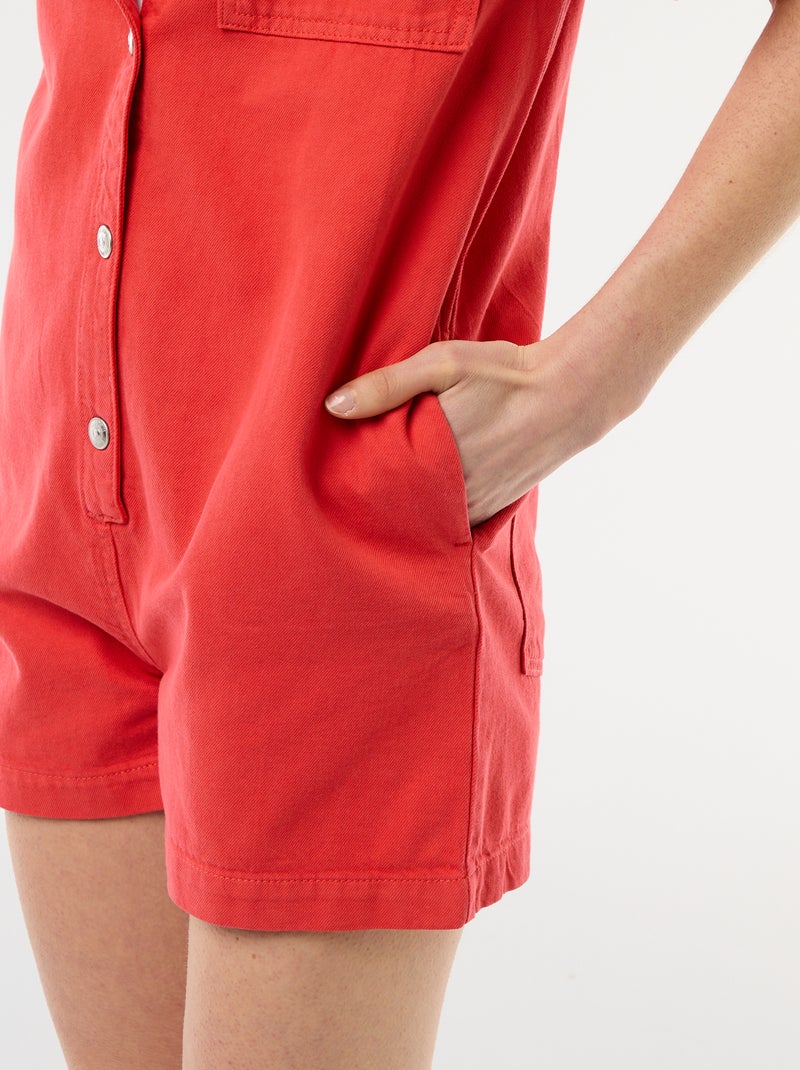 Macacão curto de ganga Vermelho - Kiabi