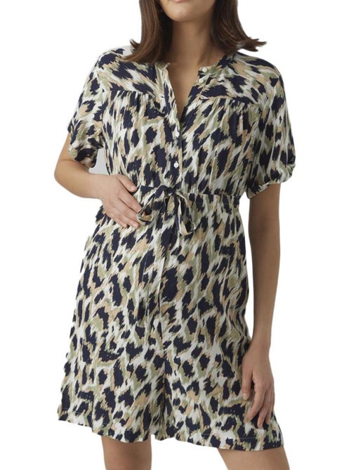 Macacão Curto de Gravidez Vero Moda Maternity Menny Verde/Marinho - Kiabi Macacão Curto de Gravidez Vero Moda Maternity Menny Verde/Marinho - Kiabi