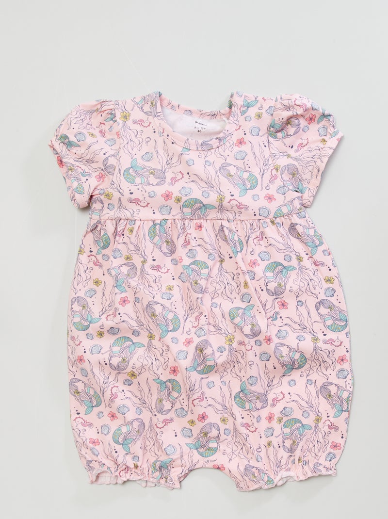 Macacão curto de jersey com estampado Rosa - Kiabi
