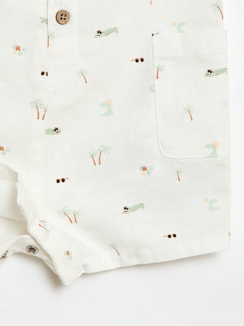 Macacão curto em algodão e linho - Kiabi