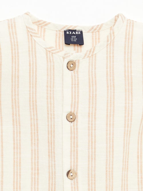 Macacão curto em algodão e linho misturados - Kiabi