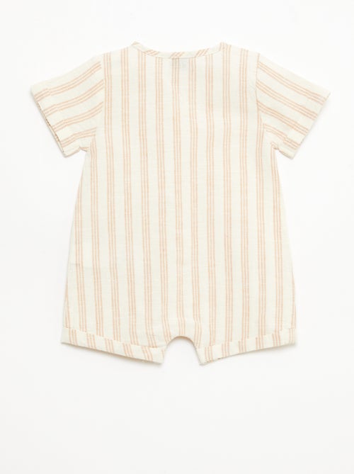 Macacão curto em algodão e linho misturados - Kiabi