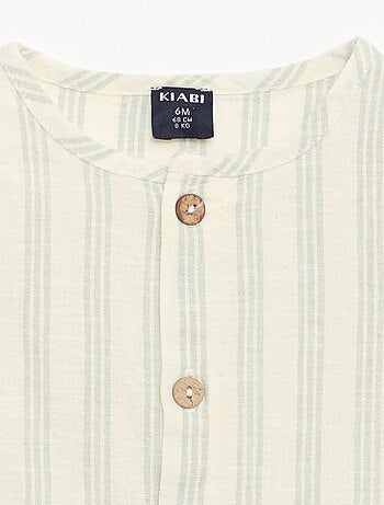 Macacão curto em algodão e linho misturados