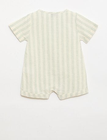 Macacão curto em algodão e linho misturados