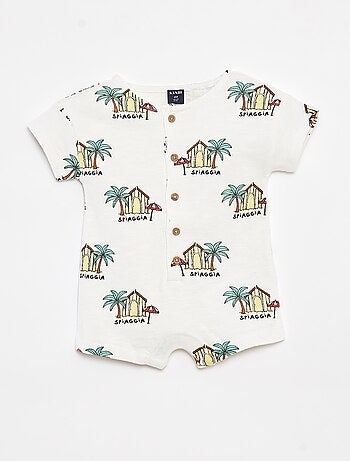 Macacão curto em french terry com motivos