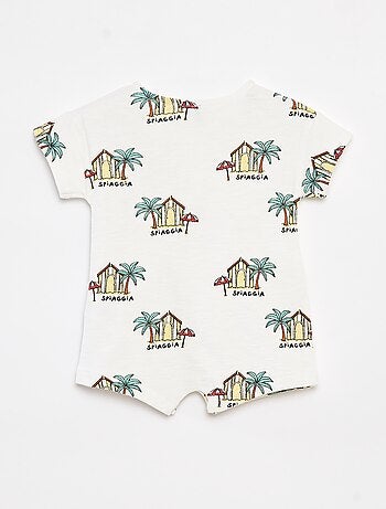 Macacão curto em french terry com motivos