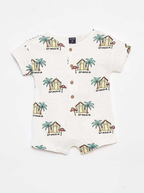 Macacão curto em french terry com motivos - Kiabi
