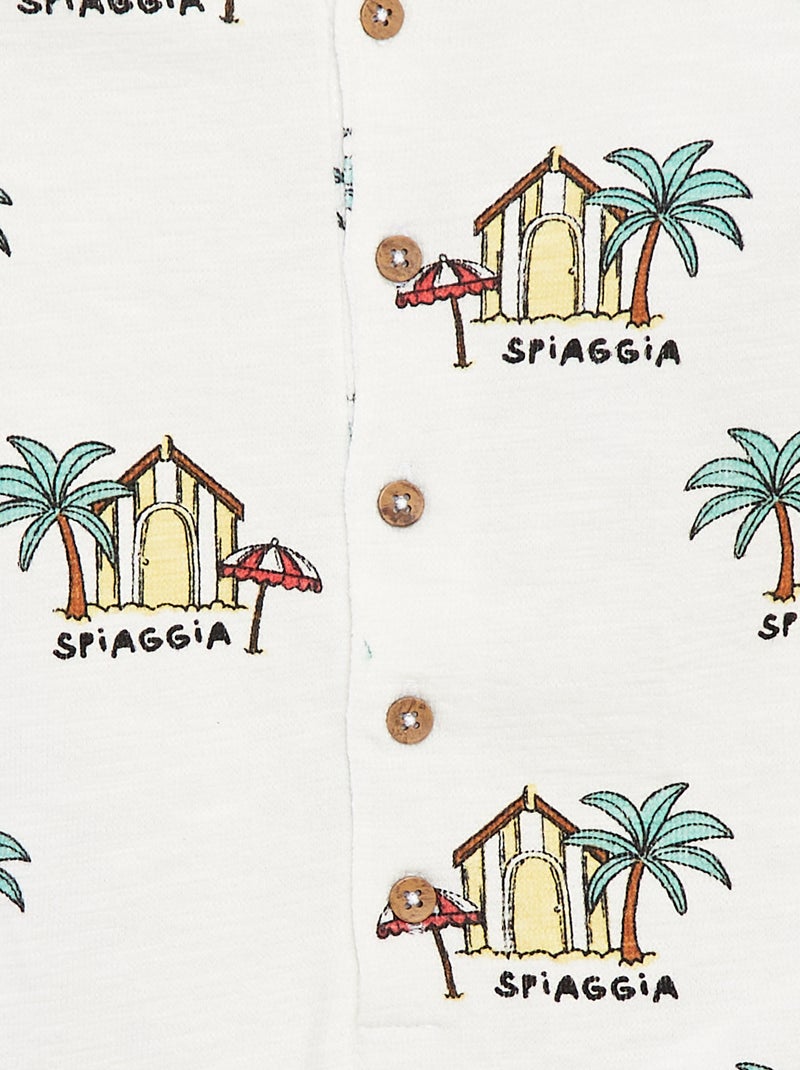 Macacão curto em french terry com motivos Branco - Kiabi