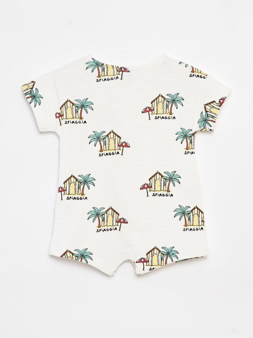 Macacão curto em french terry com motivos - Kiabi