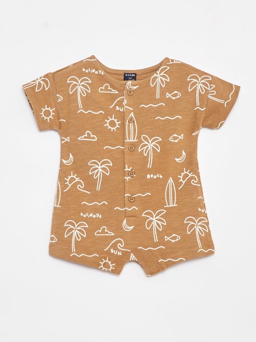 Macacão curto em french terry com motivos - Kiabi