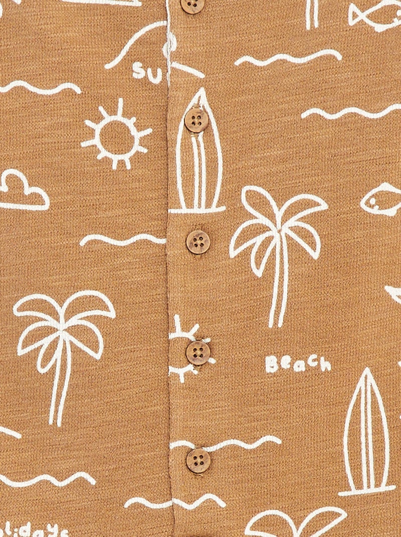 Macacão curto em french terry com motivos Castanho - Kiabi