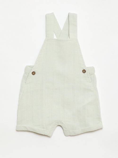 Macacão curto em gaze dupla de algodão - Kiabi