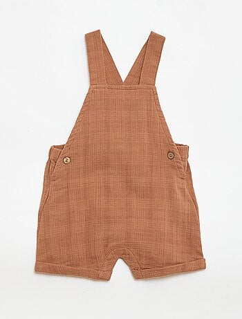 Macacão curto em gaze dupla de algodão