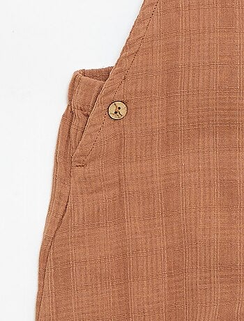 Macacão curto em gaze dupla de algodão