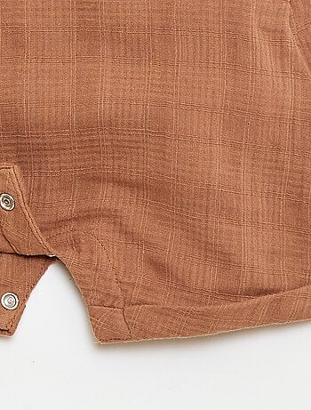 Macacão curto em gaze dupla de algodão