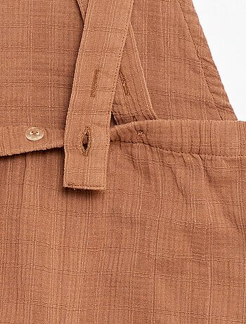 Macacão curto em gaze dupla de algodão