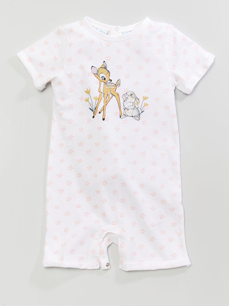 Macacão curto em jersey 'Bambi' Branco/ Rosa - Kiabi