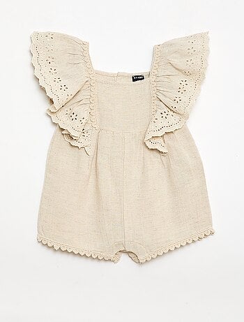 Macacão curto em linho misto