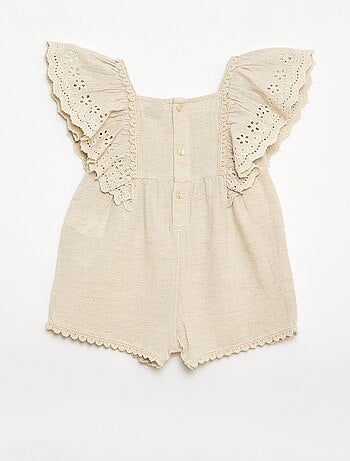 Macacão curto em linho misto