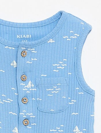 Macacão curto em malha canelada