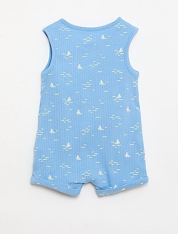 Macacão curto em malha canelada