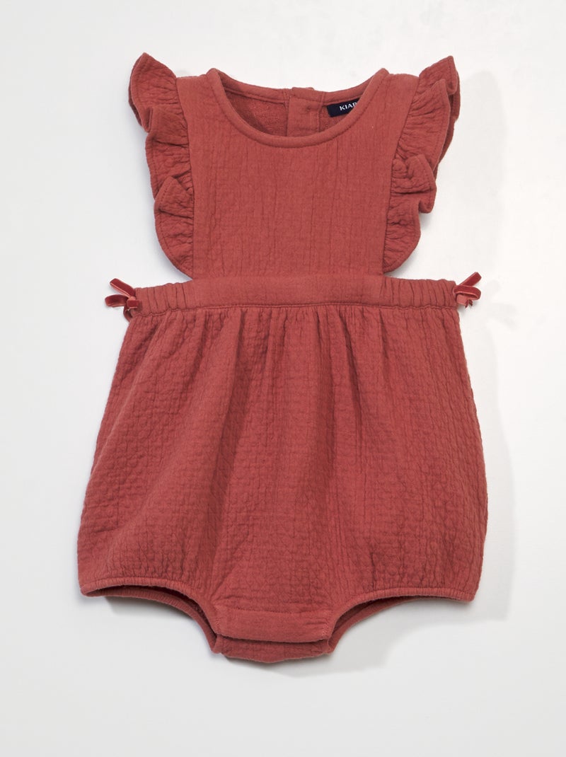 Macacão curto em malha de fantasia com folhos VERMELHO - Kiabi