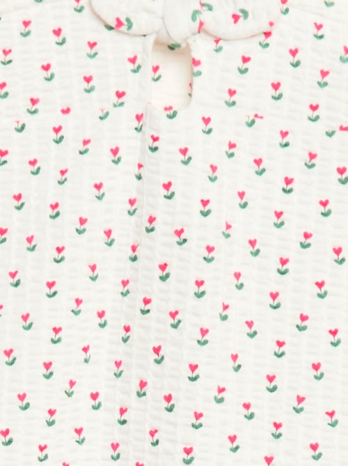 Macacão curto em material waffle com padrão - Kiabi