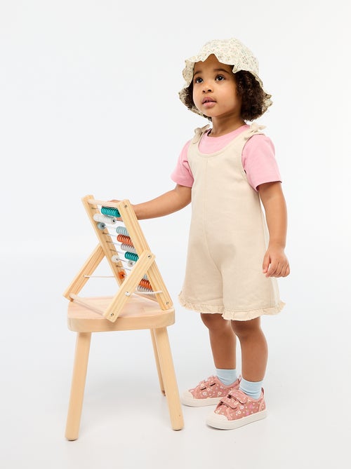 Macacão curto em sarja com alças - Kiabi