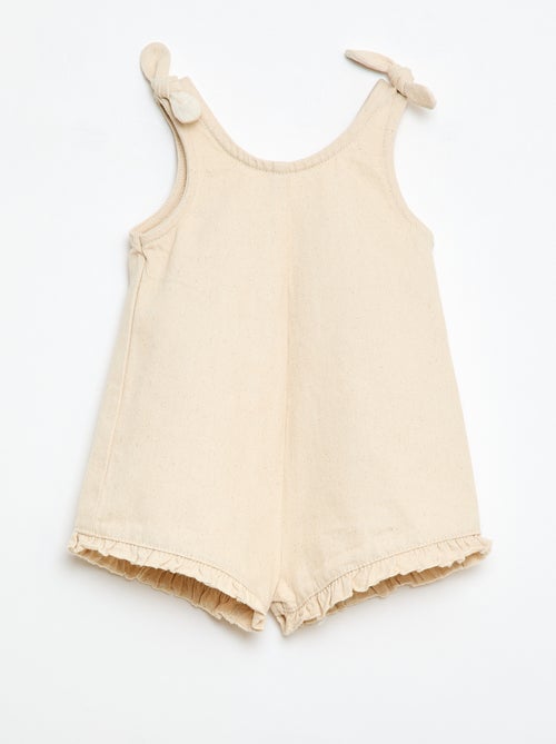 Macacão curto em sarja com alças - Kiabi